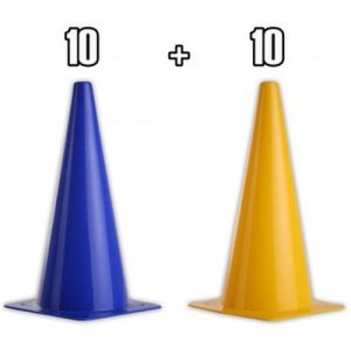 PYLONS 45 cm - 20 pieces (10 yellow and 10 blue) 